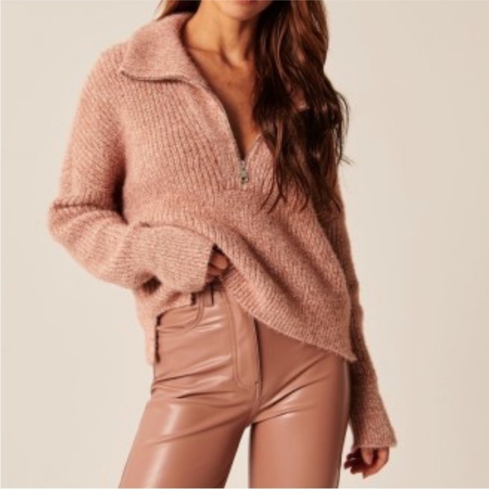Abercrombie & Fitch Soft Half Zip Sweater Pink Size Size L